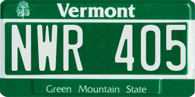 VT license plate NWR405