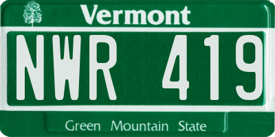 VT license plate NWR419