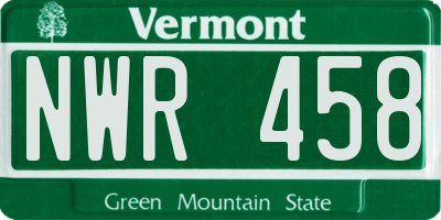 VT license plate NWR458