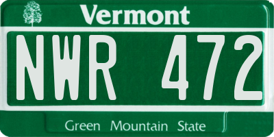 VT license plate NWR472
