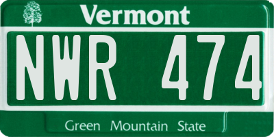 VT license plate NWR474