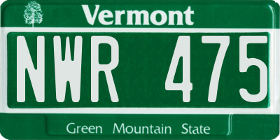 VT license plate NWR475