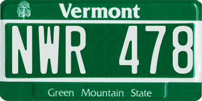 VT license plate NWR478