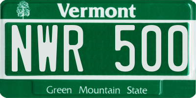 VT license plate NWR500