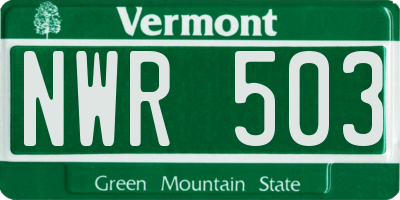 VT license plate NWR503