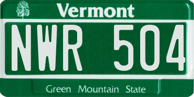 VT license plate NWR504