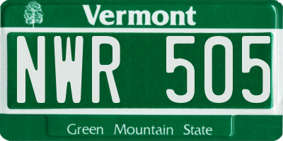 VT license plate NWR505