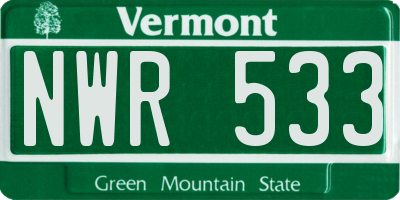 VT license plate NWR533