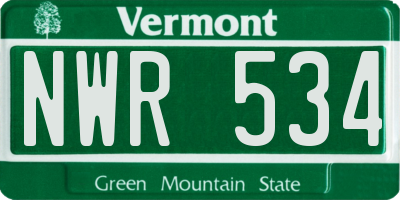 VT license plate NWR534