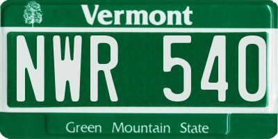 VT license plate NWR540
