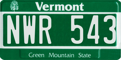 VT license plate NWR543