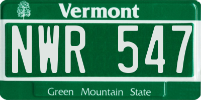 VT license plate NWR547
