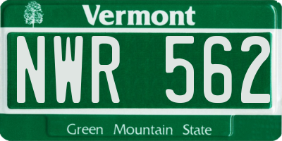 VT license plate NWR562