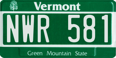 VT license plate NWR581