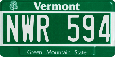 VT license plate NWR594