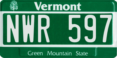 VT license plate NWR597