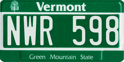 VT license plate NWR598