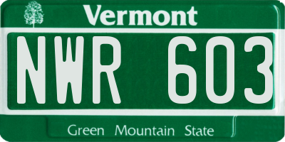 VT license plate NWR603