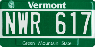 VT license plate NWR617