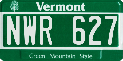 VT license plate NWR627