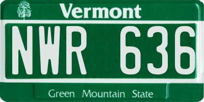 VT license plate NWR636
