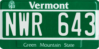 VT license plate NWR643