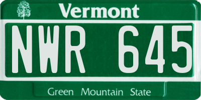 VT license plate NWR645
