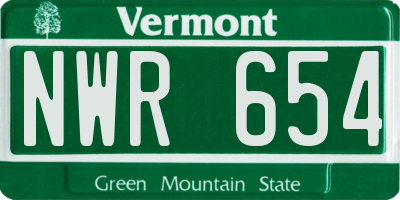 VT license plate NWR654