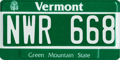 VT license plate NWR668