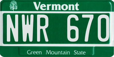 VT license plate NWR670