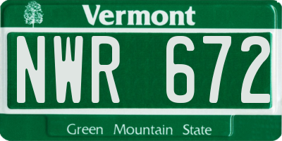 VT license plate NWR672