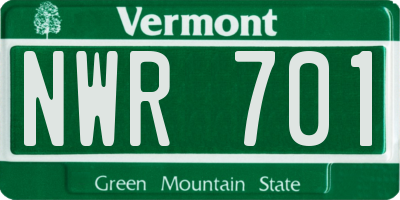 VT license plate NWR701