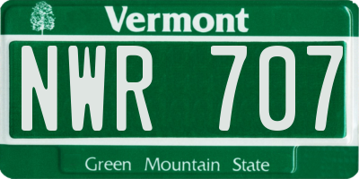 VT license plate NWR707