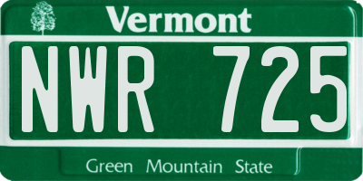 VT license plate NWR725