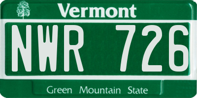 VT license plate NWR726
