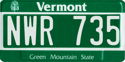 VT license plate NWR735