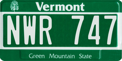 VT license plate NWR747