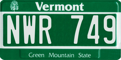 VT license plate NWR749