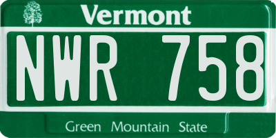 VT license plate NWR758