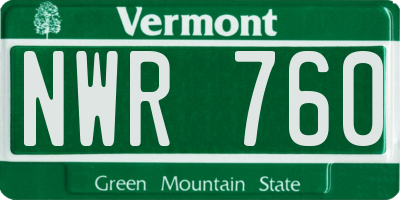 VT license plate NWR760