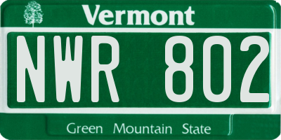VT license plate NWR802
