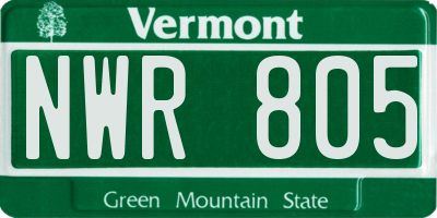VT license plate NWR805