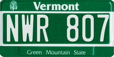 VT license plate NWR807