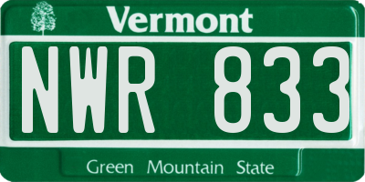 VT license plate NWR833
