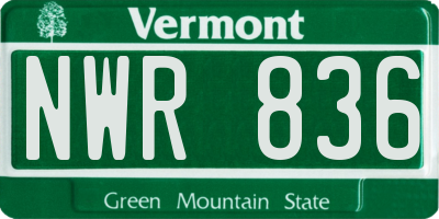 VT license plate NWR836