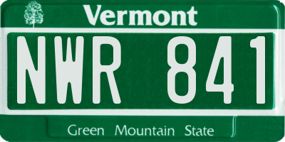 VT license plate NWR841
