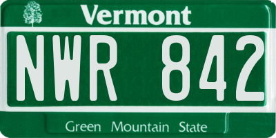 VT license plate NWR842
