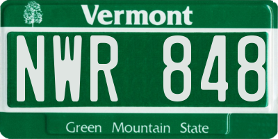 VT license plate NWR848