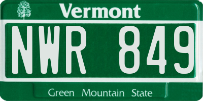 VT license plate NWR849