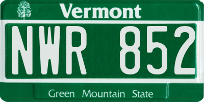 VT license plate NWR852